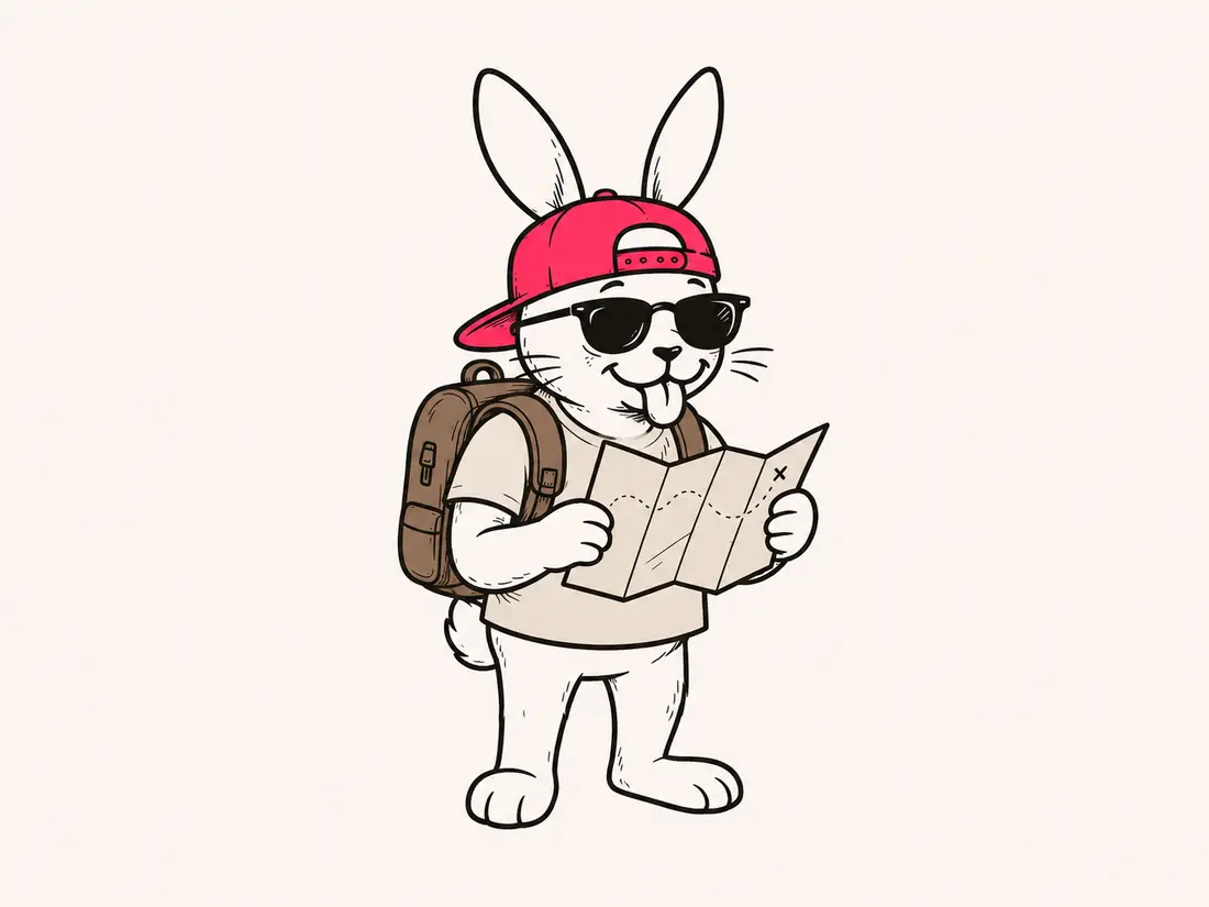 Lazy Rabbit traveler reading a map